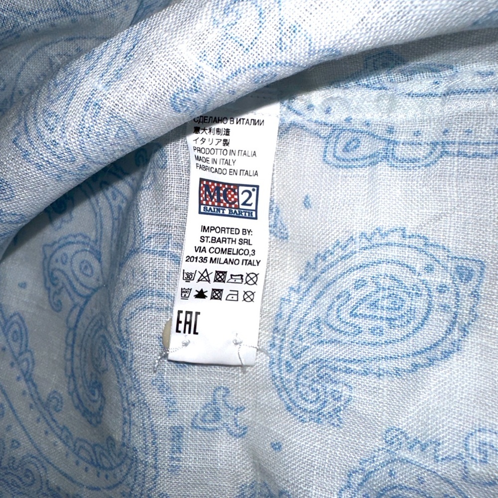 MC2 Saint Barth Paisley Button-Front Linen Shirt